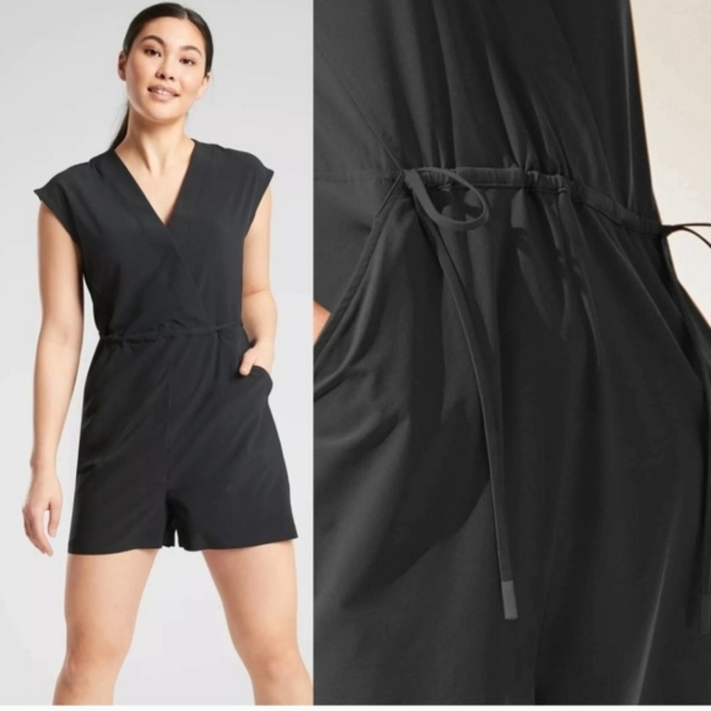 NWT Athleta | Marlow Romper Black Athletic Athleisure Outdoor, Womens 1X - Picture 2 of 7